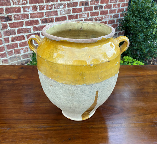 Antique French Confit Pot LARGE Gold Yellow Glazed Pottery Jar Earthenware #2