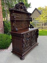 Load image into Gallery viewer, Antique French Server Buffet Sideboard Cabinet Oak Renaissance Dogs Birds Lions