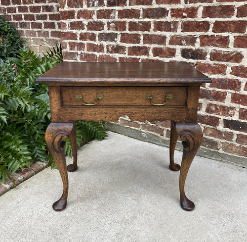 Antique English Table Nightstand Small Desk with Drawer Georgian Style Pad Feet
