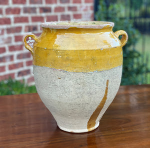 Antique French Confit Pot LARGE Gold Yellow Glazed Pottery Jar Earthenware #2