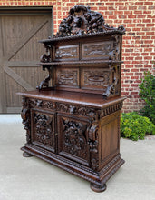 Load image into Gallery viewer, Antique French Server Buffet Sideboard Cabinet Oak Renaissance Dogs Birds Lions