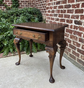 Antique English Table Nightstand Small Desk with Drawer Georgian Style Pad Feet