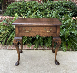 Antique English Table Nightstand Small Desk with Drawer Georgian Style Pad Feet