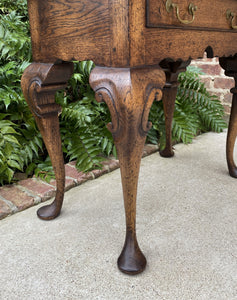 Antique English Table Nightstand Small Desk with Drawer Georgian Style Pad Feet