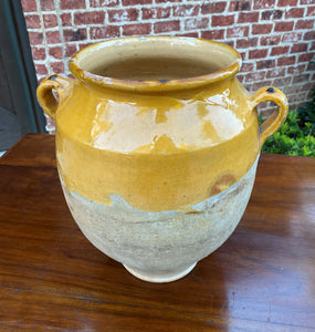 Antique French Confit Pot LARGE Gold Yellow Glazed Pottery Jar Earthenware #1