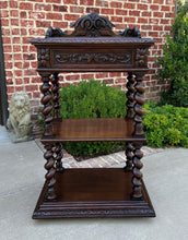 Load image into Gallery viewer, Tall Antique French Server Pedestal Barley Twist Nightstand End Table Drawer Oak