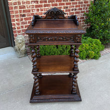 Load image into Gallery viewer, Tall Antique French Server Pedestal Barley Twist Nightstand End Table Drawer Oak