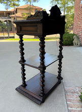 Load image into Gallery viewer, Tall Antique French Server Pedestal Barley Twist Nightstand End Table Drawer Oak