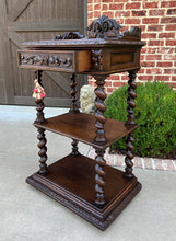 Load image into Gallery viewer, Tall Antique French Server Pedestal Barley Twist Nightstand End Table Drawer Oak