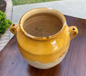 Antique French Confit Pot LARGE Gold Yellow Glazed Pottery Jar Earthenware #1