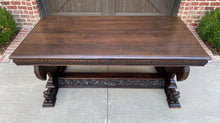 Load image into Gallery viewer, Antique French Desk Conference Table with Drawers Oak Renaissance Revival Dogs