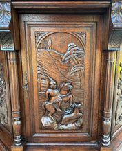 Load image into Gallery viewer, Antique French Corner Cabinet Cupboard Canted Corners Renaissance Oak 19th C