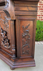 Antique French Corner Cabinet Cupboard Canted Corners Renaissance Oak 19th C