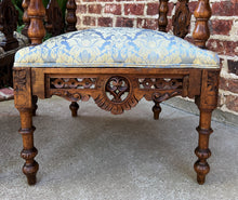 Load image into Gallery viewer, Antique French Arm Chairs PAIR Cherubs Angels Carved Walnut Blue Upholstery