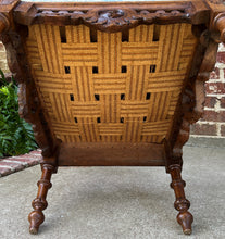Load image into Gallery viewer, Antique French Arm Chairs PAIR Cherubs Angels Carved Walnut Blue Upholstery