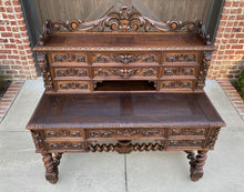Load image into Gallery viewer, Antique French Barley Twist Desk Renaissance Revival Oak Office Library Desk