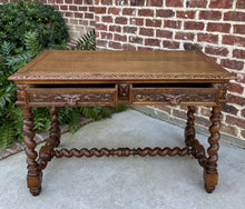 Load image into Gallery viewer, Antique French Desk Renaissance Revival Barley Twist Oak 19th C Office Library