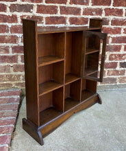 Load image into Gallery viewer, Antique English Oak Display Shelf Cabinet Bookcase Freestanding Inlaid c. 1900
