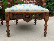 Load image into Gallery viewer, Antique French Arm Chairs PAIR Cherubs Angels Carved Walnut Blue Upholstery