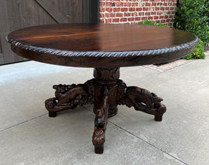 Antique French OVAL Dining Library Table Pedestal BLACK FOREST Hunt Table 19th C