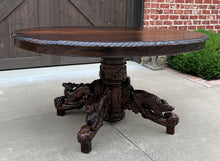 Load image into Gallery viewer, Antique French OVAL Dining Library Table Pedestal BLACK FOREST Hunt Table 19th C