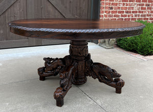 Antique French OVAL Dining Library Table Pedestal BLACK FOREST Hunt Table 19th C