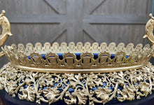 Load image into Gallery viewer, Antique French Bronze Planter Cache Pot Jardiniere Vase Bowl Cobalt Indigo Blue