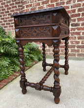 Load image into Gallery viewer, Antique French End Table Silver Chest Barley Twist Nightstand 2 Drawers Oak 19 C