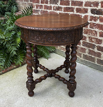 Load image into Gallery viewer, Antique French Table ROUND BARLEY TWIST End Table Oak Renaissance Revival 19th C