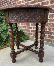 Load image into Gallery viewer, Antique French Table ROUND BARLEY TWIST End Table Oak Renaissance Revival 19th C