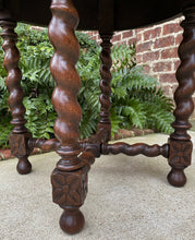 Load image into Gallery viewer, Antique French Table ROUND BARLEY TWIST End Table Oak Renaissance Revival 19th C