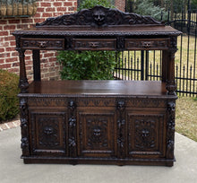 Load image into Gallery viewer, Antique French Sideboard Server Black Forest Gothic Hunt Cabinets 19C Bookcase