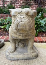 Load image into Gallery viewer, Vintage Statues Garden Figures BULLDOGS Cast Stone PAIR Seated Dogs 16&quot; T