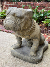 Load image into Gallery viewer, Vintage Statues Garden Figures BULLDOGS Cast Stone PAIR Seated Dogs 16&quot; T