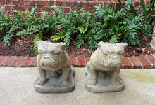 Load image into Gallery viewer, Vintage Statues Garden Figures BULLDOGS Cast Stone PAIR Seated Dogs 16&quot; T