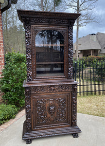 Antique French Bookcase HUNT Cabinet BLACK FOREST Display Cabinet Oak Glass