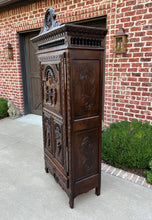 Load image into Gallery viewer, Antique French Breton Cabinet Bonnetiere Armoire Carved Wardrobe Oak Closet 19C