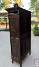 Load image into Gallery viewer, Antique French Breton Cabinet Bonnetiere Armoire Carved Wardrobe Oak Closet 19C