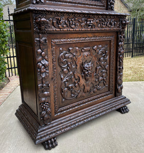 Antique French Bookcase HUNT Cabinet BLACK FOREST Display Cabinet Oak Glass