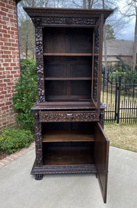 Antique French Bookcase HUNT Cabinet BLACK FOREST Display Cabinet Oak Glass