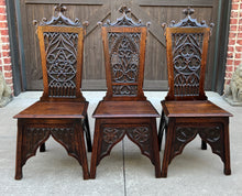 Load image into Gallery viewer, Antique French Chairs SET OF 6 Gothic Revival Oak Pegged Dining Side Chairs 19C