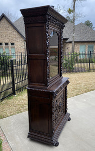 Antique French Bookcase HUNT Cabinet BLACK FOREST Display Cabinet Oak Glass