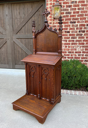 Antique French Gothic Revival Prayer Bench Prie Dieu Prayer Kneeler Bible Box