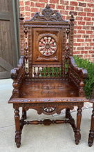 Load image into Gallery viewer, Antique French PAIR Armchairs BRETON Desk Fireside or Throne Chairs c. 1890