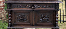 Load image into Gallery viewer, Antique French Server Sideboard Buffet Barley Twist STAG Crown Oak Lions Birds