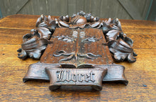 Load image into Gallery viewer, Antique European Wall Plaque Hanging Coat of Arms Knight Helmet Shield Oak 19thC