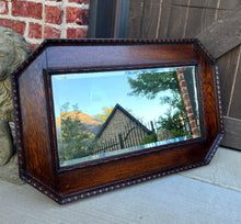 Load image into Gallery viewer, Antique English Mirror Jacobean Carved Oak Framed Beveled Mirror Octagonal 1930s