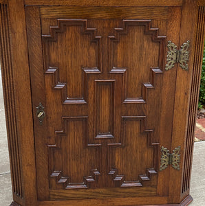 Antique English Corner Cabinet Storage Wall Cabinet Cupboard Oak Jacobean c.1920