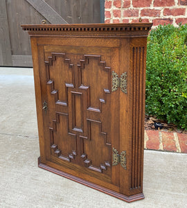 Antique English Corner Cabinet Storage Wall Cabinet Cupboard Oak Jacobean c.1920