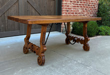 Load image into Gallery viewer, Antique Spanish Colonial Dining Table Walnut &amp; Iron Catalan Style Library Desk